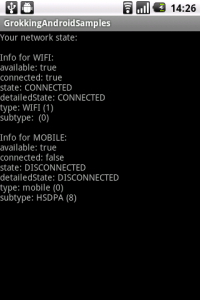 NetworkInfo showing an established WIFI connection